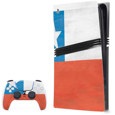 Chile Flag Distressed PS5 Pro Bundle Skin